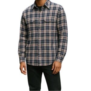 WIND RIVER Mens Plaid Brushed Cotton Snap Shirt Blues Greys Classic Fit Size XL